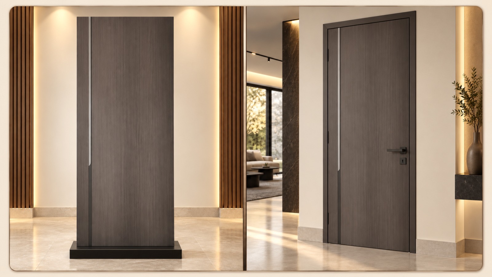 Charcoal entrance door
