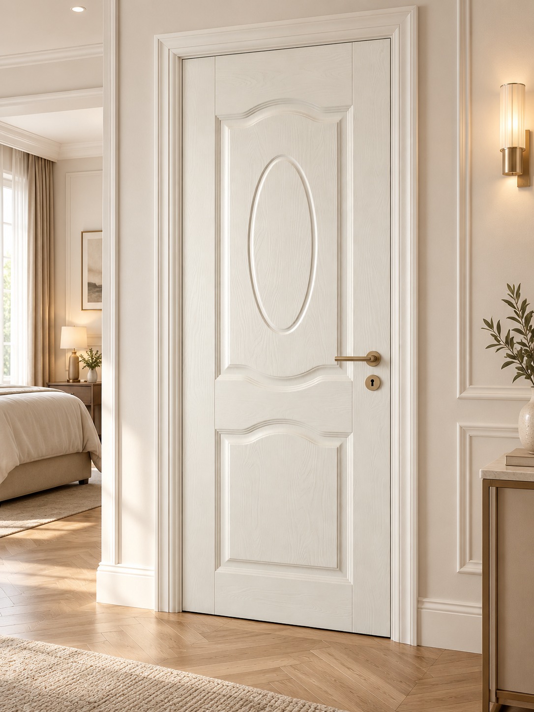White installed door