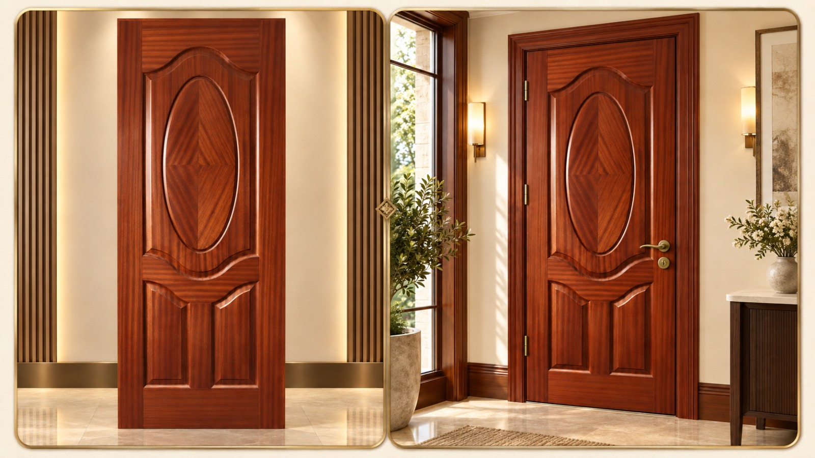 Walnut panelled door