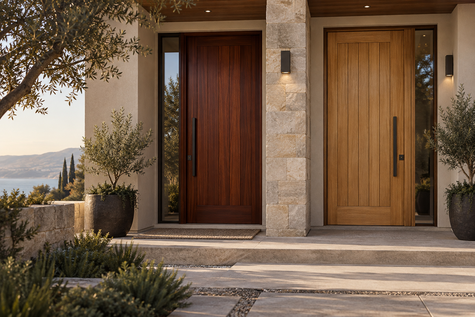 Solid mahogany and cypress Houseman exterior doors